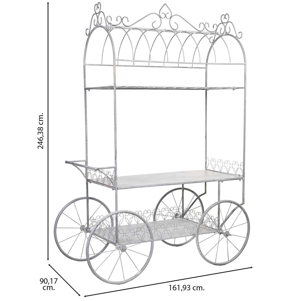 Carrello espositivo in metallo grigio 161,93x90,17x246,38h cm