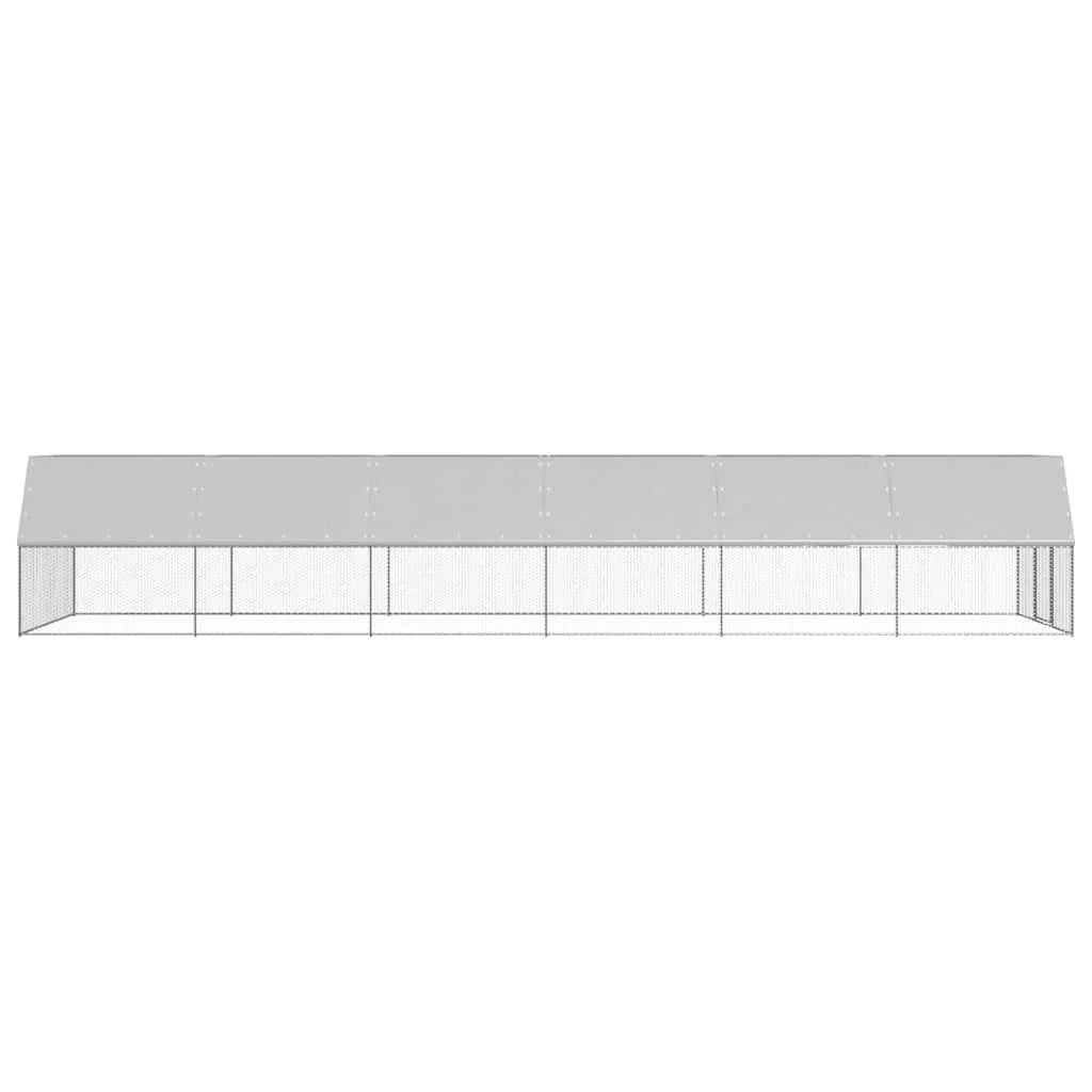 Pollaio da esterno 3 x 12 x 2 m acciaio zincato tetto in PE 02_0001693
