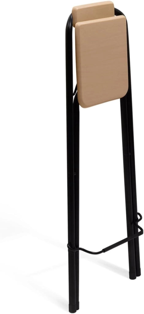 Set di 4 sgabelli da bar pieghevoli DETROIT con struttura nera e seduta effetto legno dal design industriale