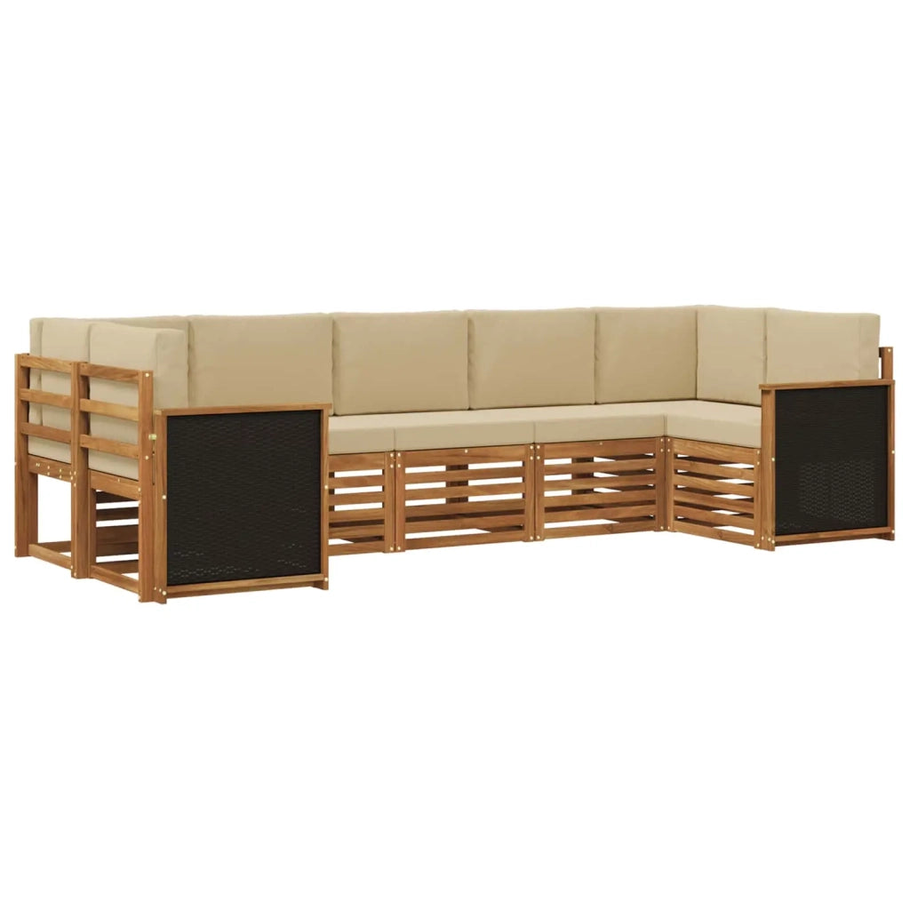 Set divano sezionale con cuscino 6 pcs Naturale