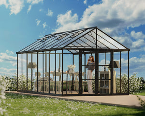 Serra Da Giardino in Policarbonato 608x304x285 cm- colore Nero Canopia ARIA Ibrida