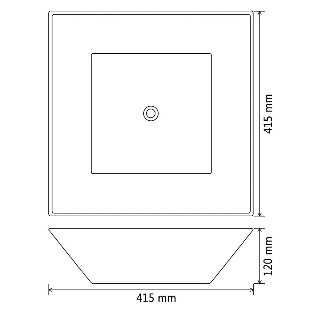 Lavandino Quadrato in Ceramica Bianca 41,5x41,5x12 cm 142344