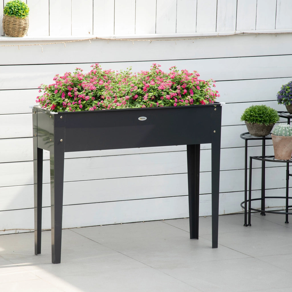 Fioriera Quadrata per Orto con Fori di Drenaggio ¨C zephmum ¨C Acciaio Galvanizzato 100x30x80 cm Nero