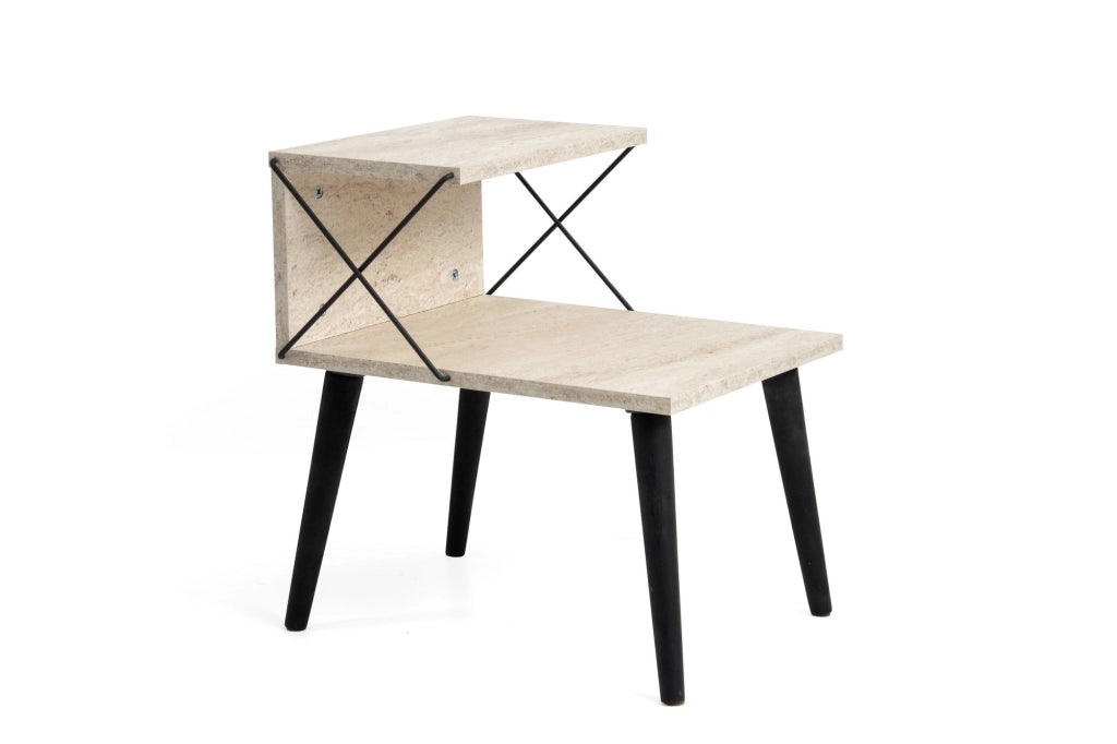Comodino in legno "Cross" 50 x 40 x 55 cm - Travertino