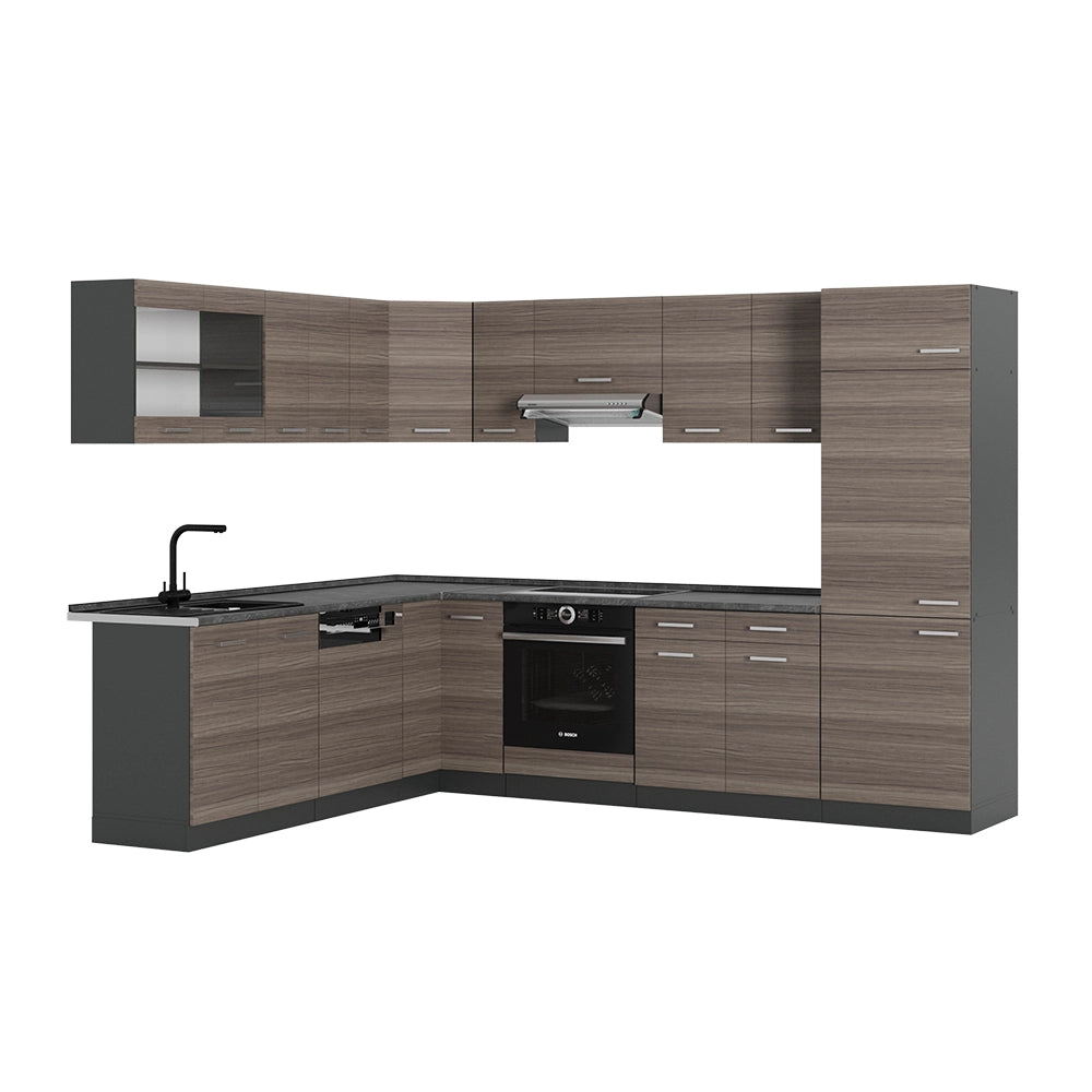 Vicco Cucina angolare completa Grigio nobile/antracite 227 x 287 cm , PL Antracite