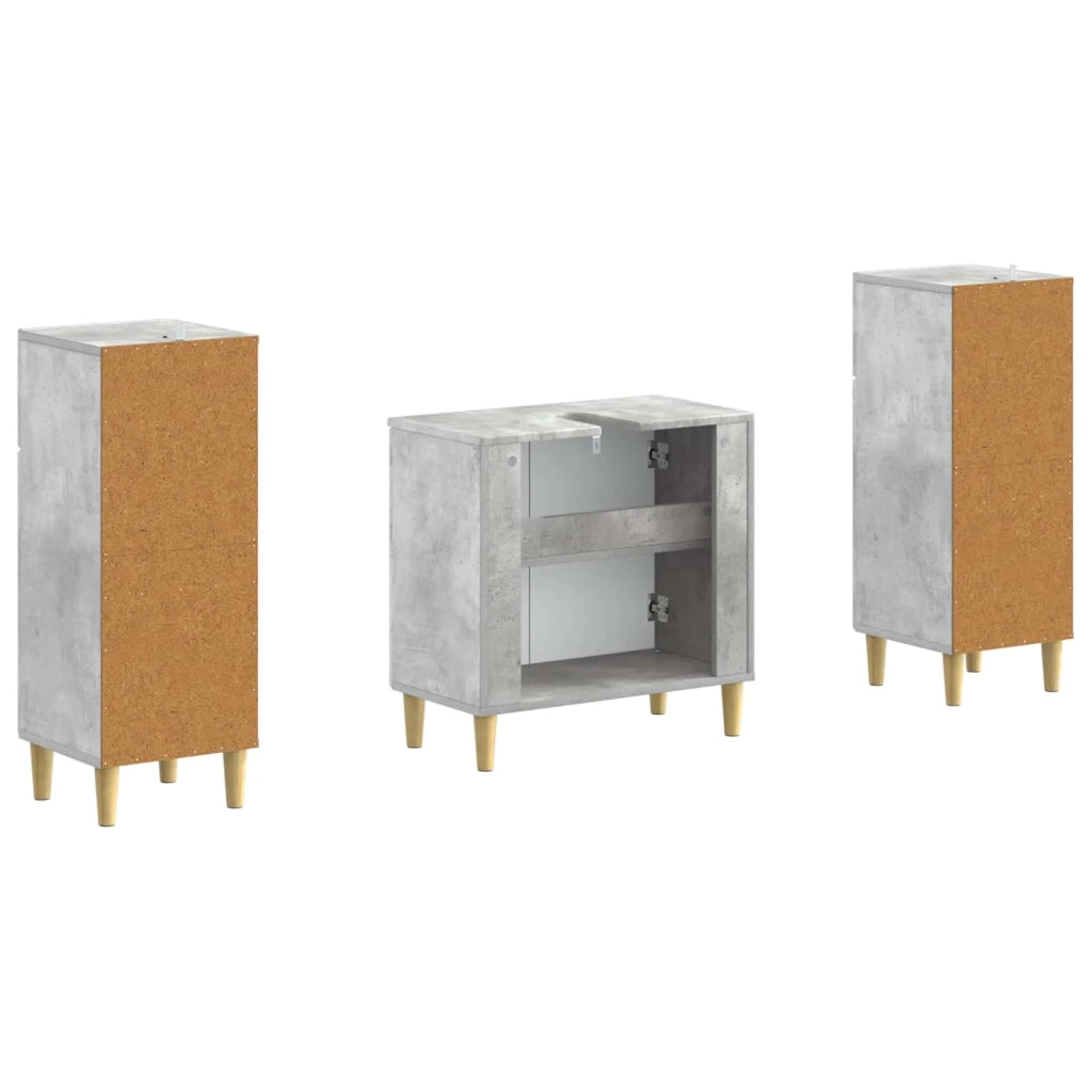 Set di Armadi da Bagno da 2 Pezzi DELFT Grigio Cemento 3418029