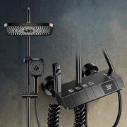 Kit di doccia bagno con 4 funzionalità display digitale - termostato - miscelatore - scarico a doppia valvola - rubinetterie in rame