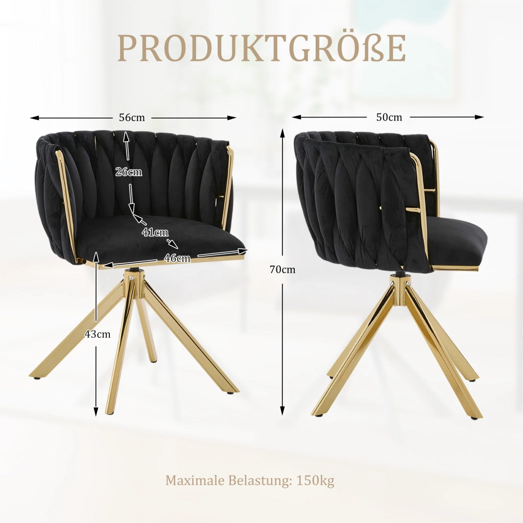Poltrona girevole 180¡ã in velluto ¨C MINIMAL ¨C struttura in metallo, schienale ergonomico, set da 2