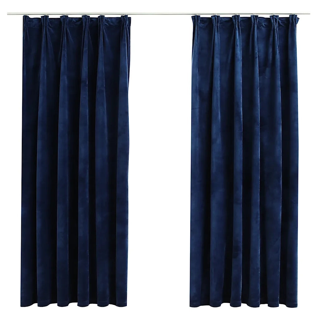 Tende Oscuranti con Ganci 2 pz Blu Scuro in Velluto 140x175 cmcod mxl 80739