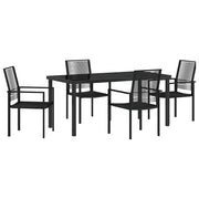 Set da Pranzo per Giardino 5 pz | Set Salotto da Giardino Nero