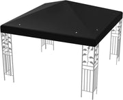 Tettoia di Ricambio per Gazebo da 3 x 3 m, Copertura per Gazebo da Giardino con Gancio e Chiusura a Strappo, Fori di Drenaggio (Nero)