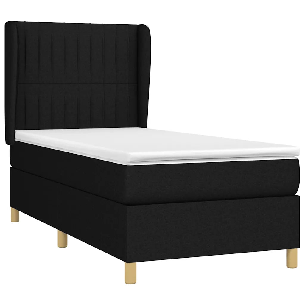 Giroletto a Molle con Materasso-Struttura Letto Nero 80x200 cm inTessuto 409117