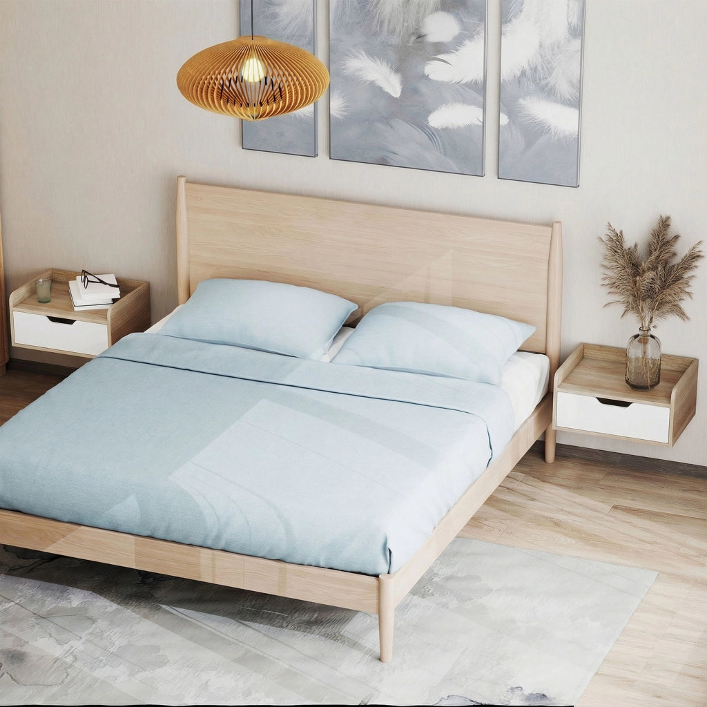 Comodino a muro con cassetto e piano rialzato ¨C zephmum ¨C 40x30x19,5 cm