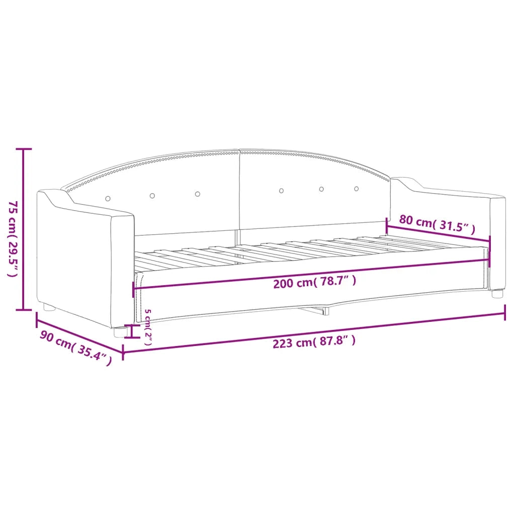 Letto da Giorno Grigio Scuro 80x200 cm in Tessuto 354179