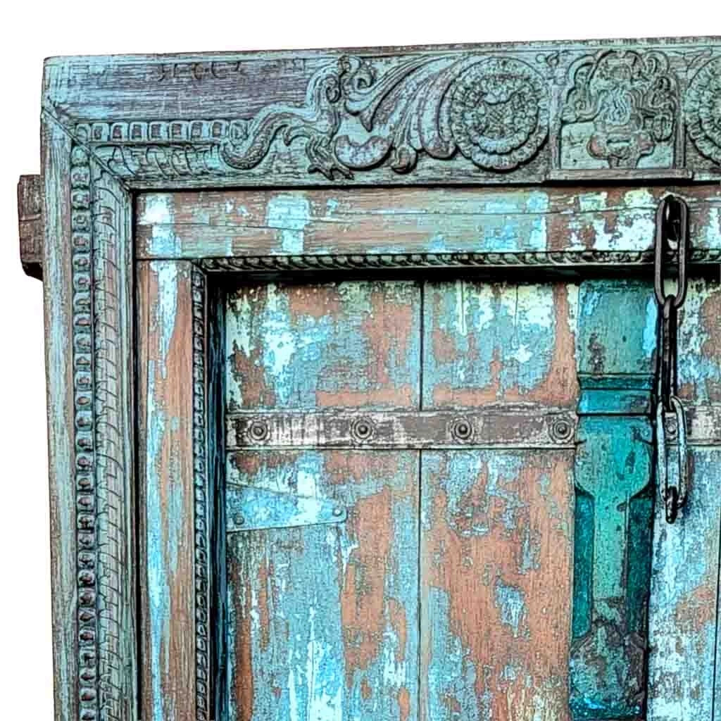 Porta in legno marrone con finitura artigianale, 126x12x198 cm h