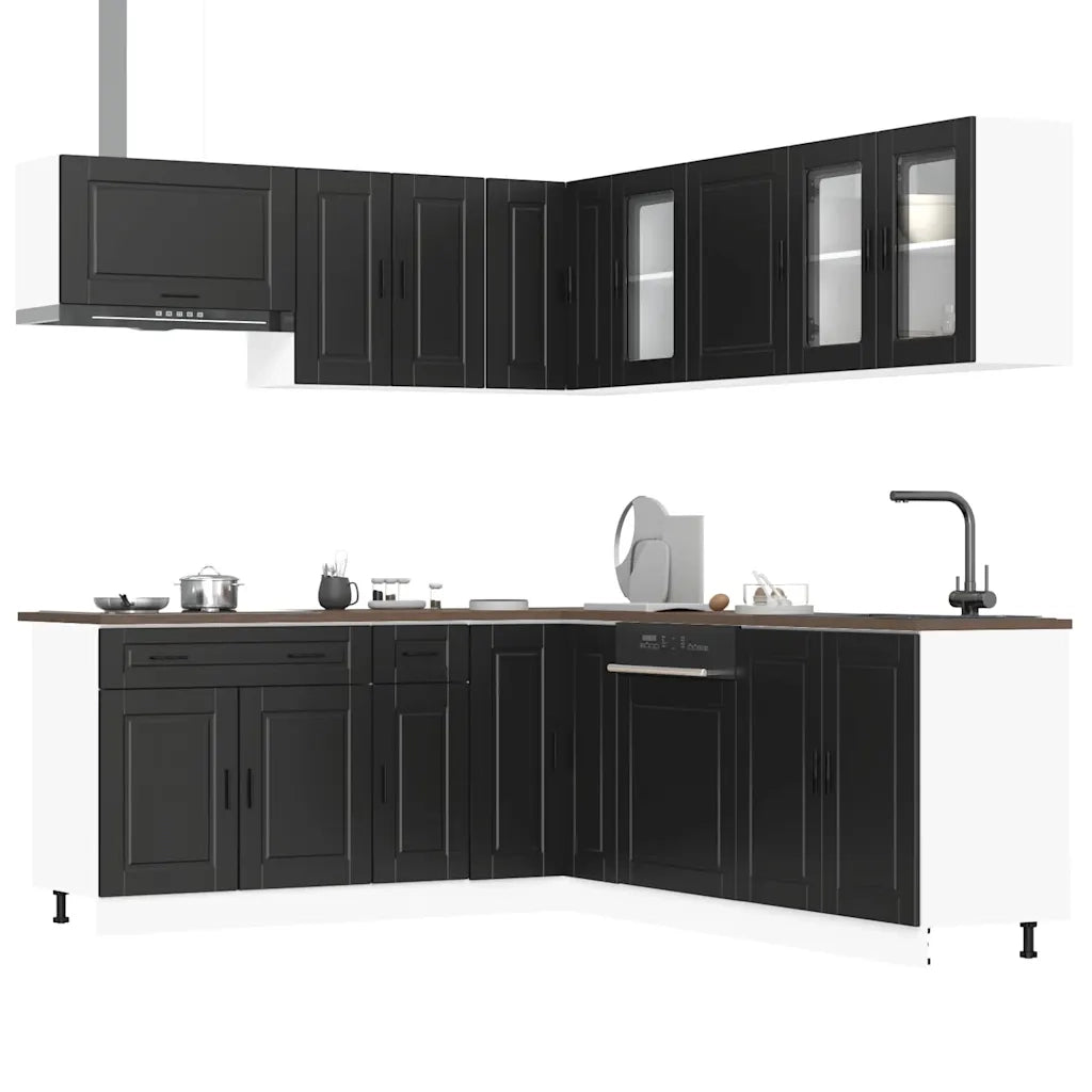 Set Mobili da Cucina 11 pz Porto Neri Legno Multistrato 3314932