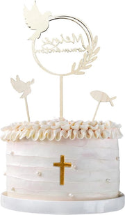 Decorazione per torte di alta qualità - decorazione perfetta per comunione, cresima e battesimo - di carta e legno.