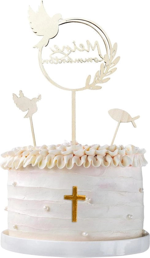 Decorazione per torte di alta qualità - decorazione perfetta per comunione, cresima e battesimo - di carta e legno.