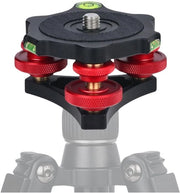 Livello per fotocamera - Base di livellamento - Testa di treppiede - Livellatore per fotocamera - Cavo 3/8” - Regolazione angolare +/- 5° - Livellatore a tre viti con 3 livellatori - Tripode per fotocamera