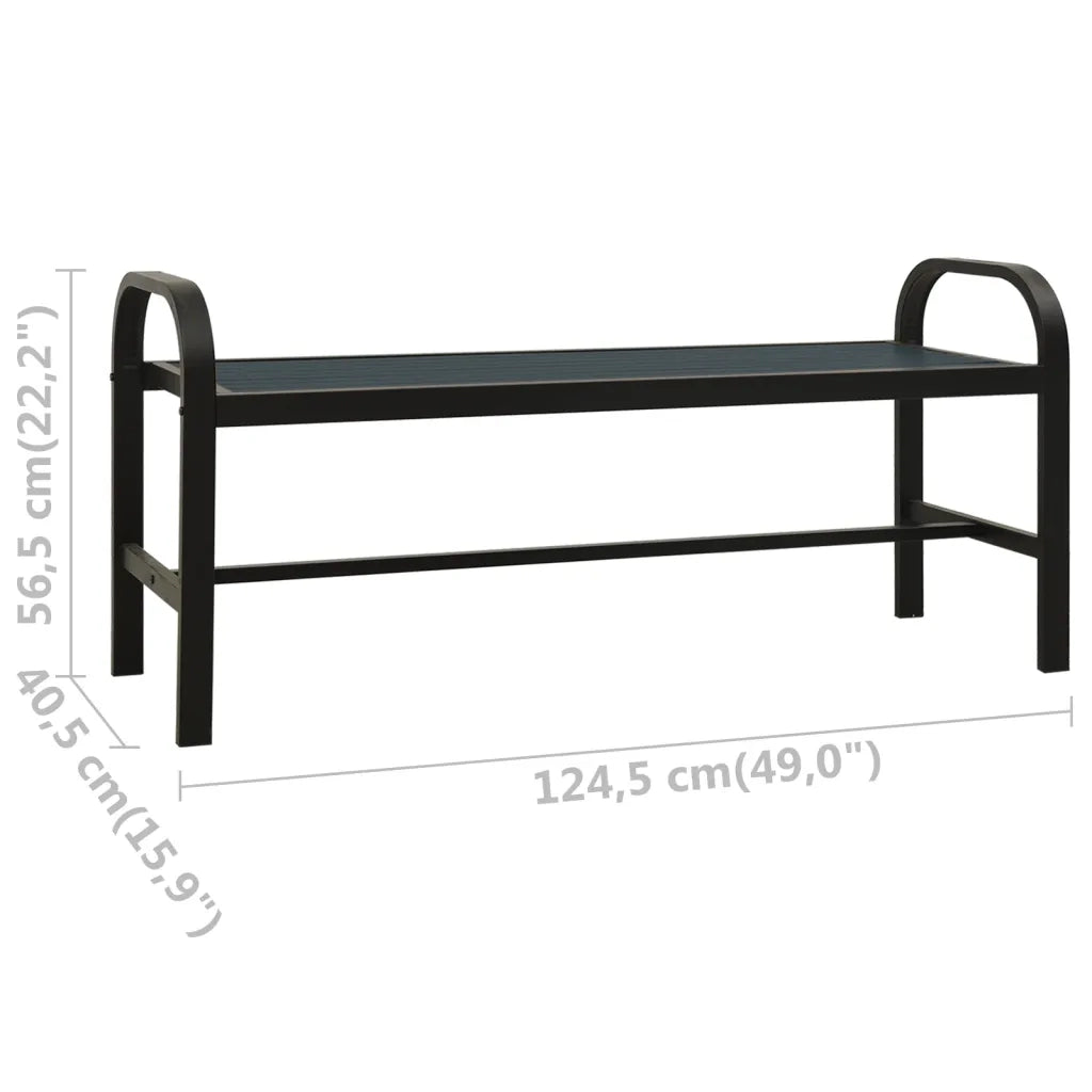 Panchina da Giardino 124,5 cm Nera in Acciaio e WPC 317137