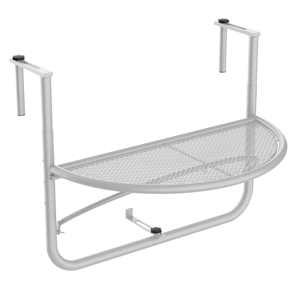 Tavolo da giardino a semicircolare regolabile in altezza per balcone ?30 cm per terrazza in metallo bianco L60 x L45 x H50 cm
