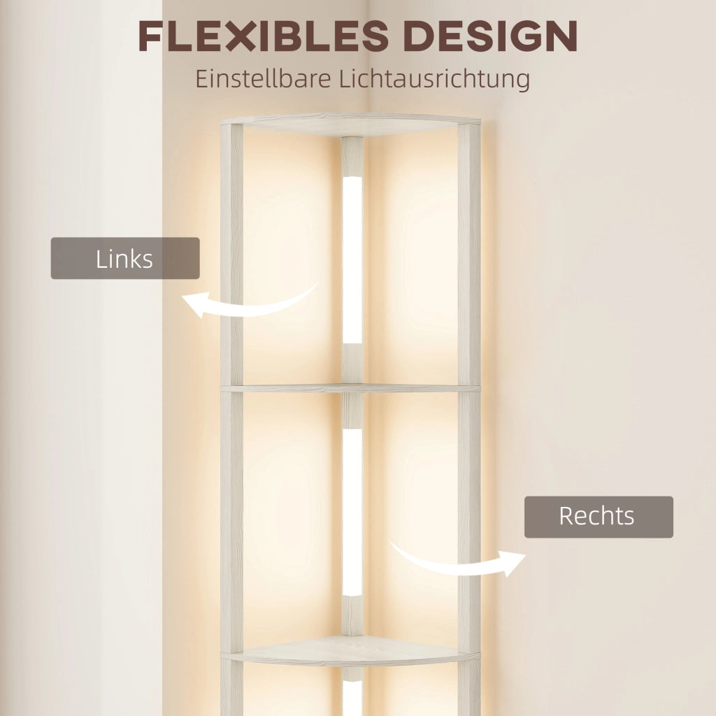 Libreria Angolare LED Dimmabile ¨C zephmum ¨C 41x30x164cm Quercia