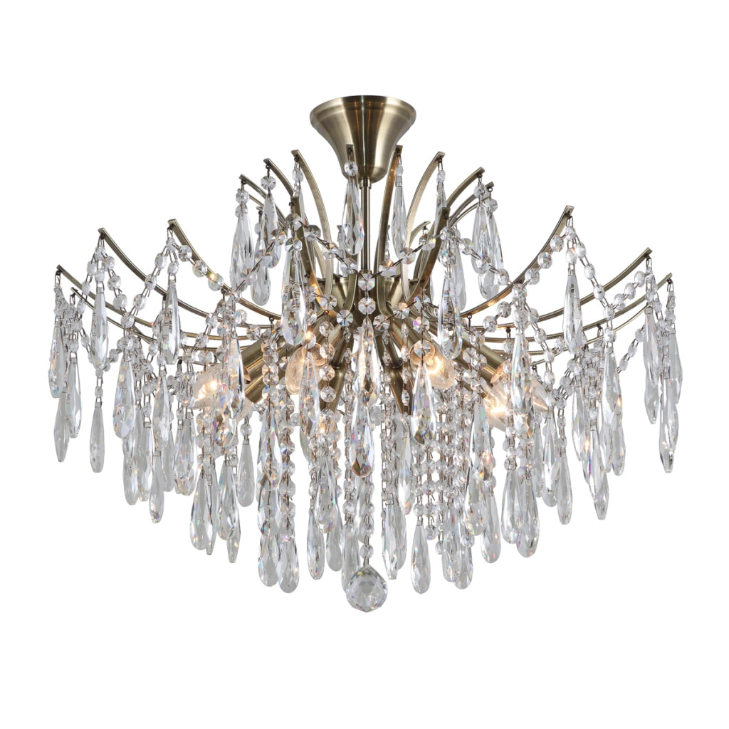 Lampadario Italux Mallola cristallo ottone 8xE14 dimmerabile
