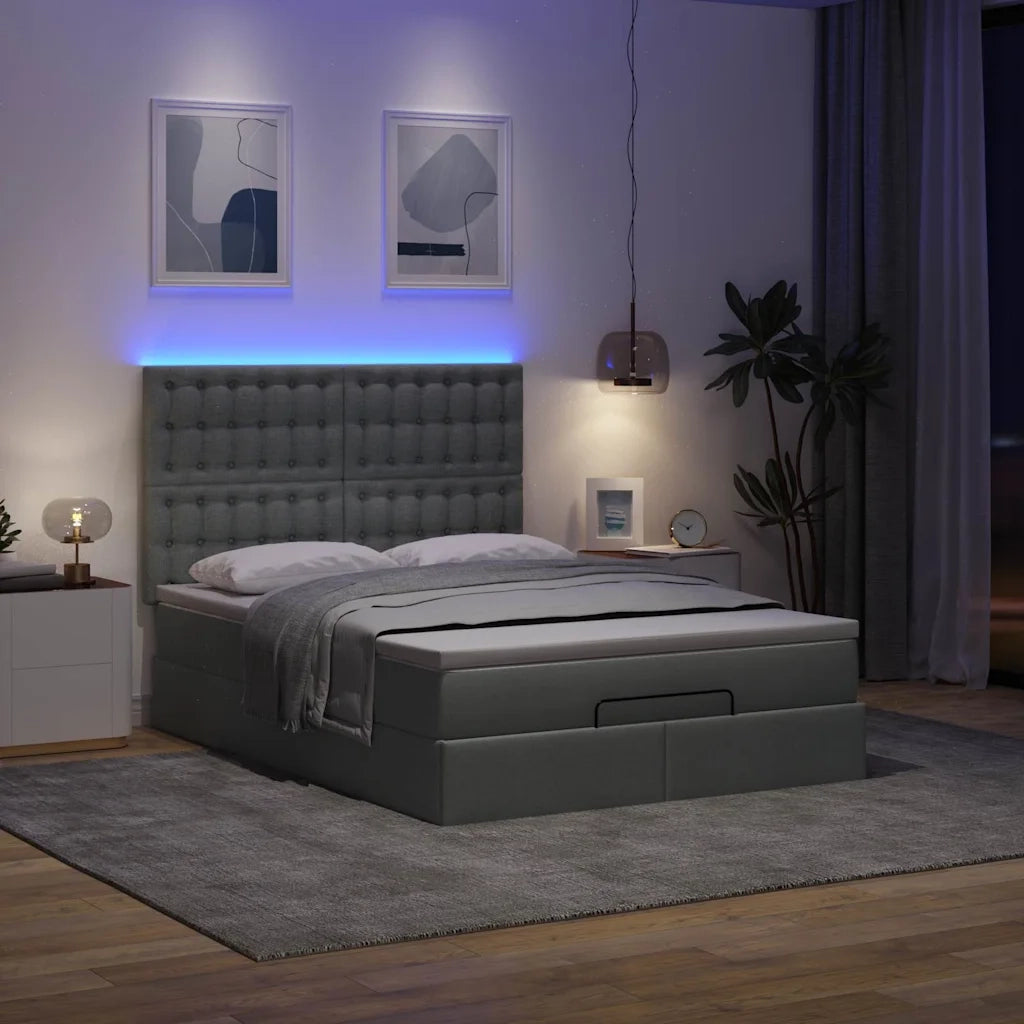 Struttura Letto Pouf con Materasso 140x200 cm in Tessuto 3314177