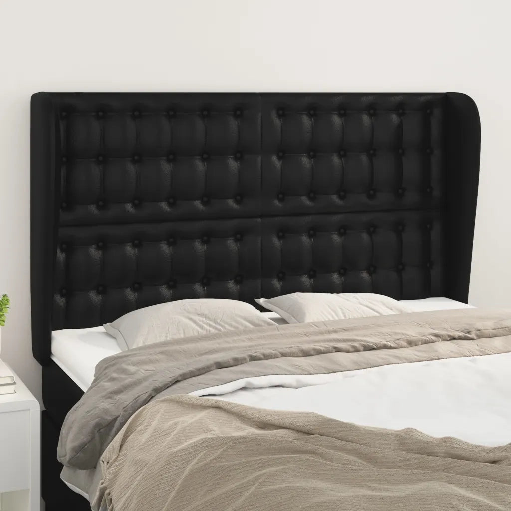 Testiera ad Orecchio-Testata con Orecchie Nera 147 x 23 x 118/128 cm in Similpelle 189918