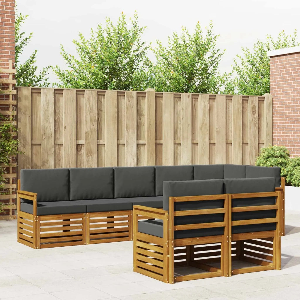 Set divani 8 pcs Naturale e Antracite Legno di Acacia Massello 3374997