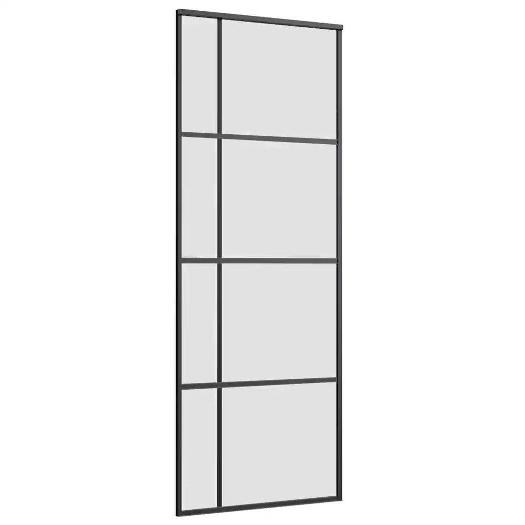 Porta Scorrevole con Ferramenta 76x205cm Vetro ESG Alluminio 3332912