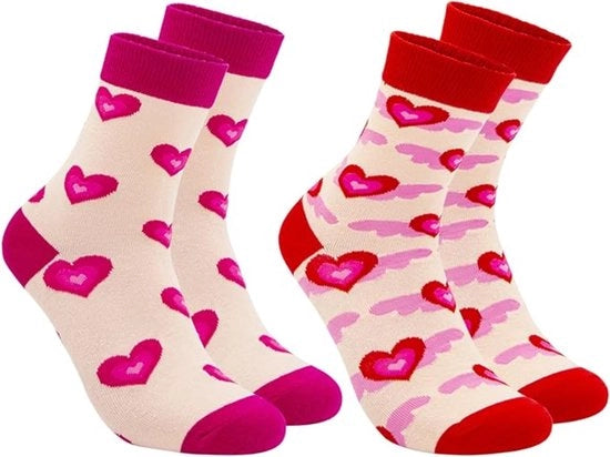 Calze per donna - 2 pair di calze con disegno cuore e amore - calze femminili da viaggio - regali per Valentine per lei - donne - ragazze - giorno di San Valentino