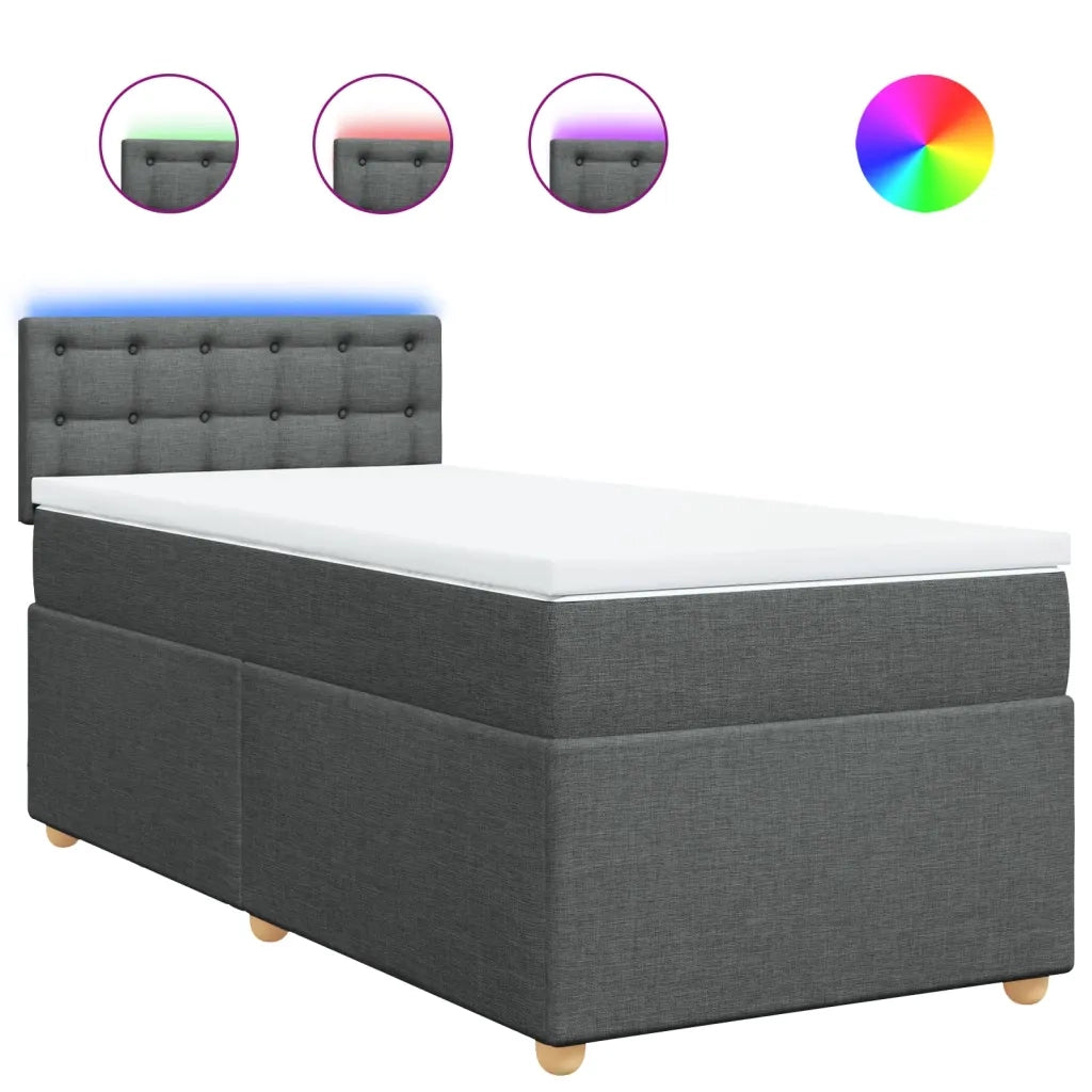 Giroletto a Molle con Materasso Grigio Scuro 100x200 cm Tessuto