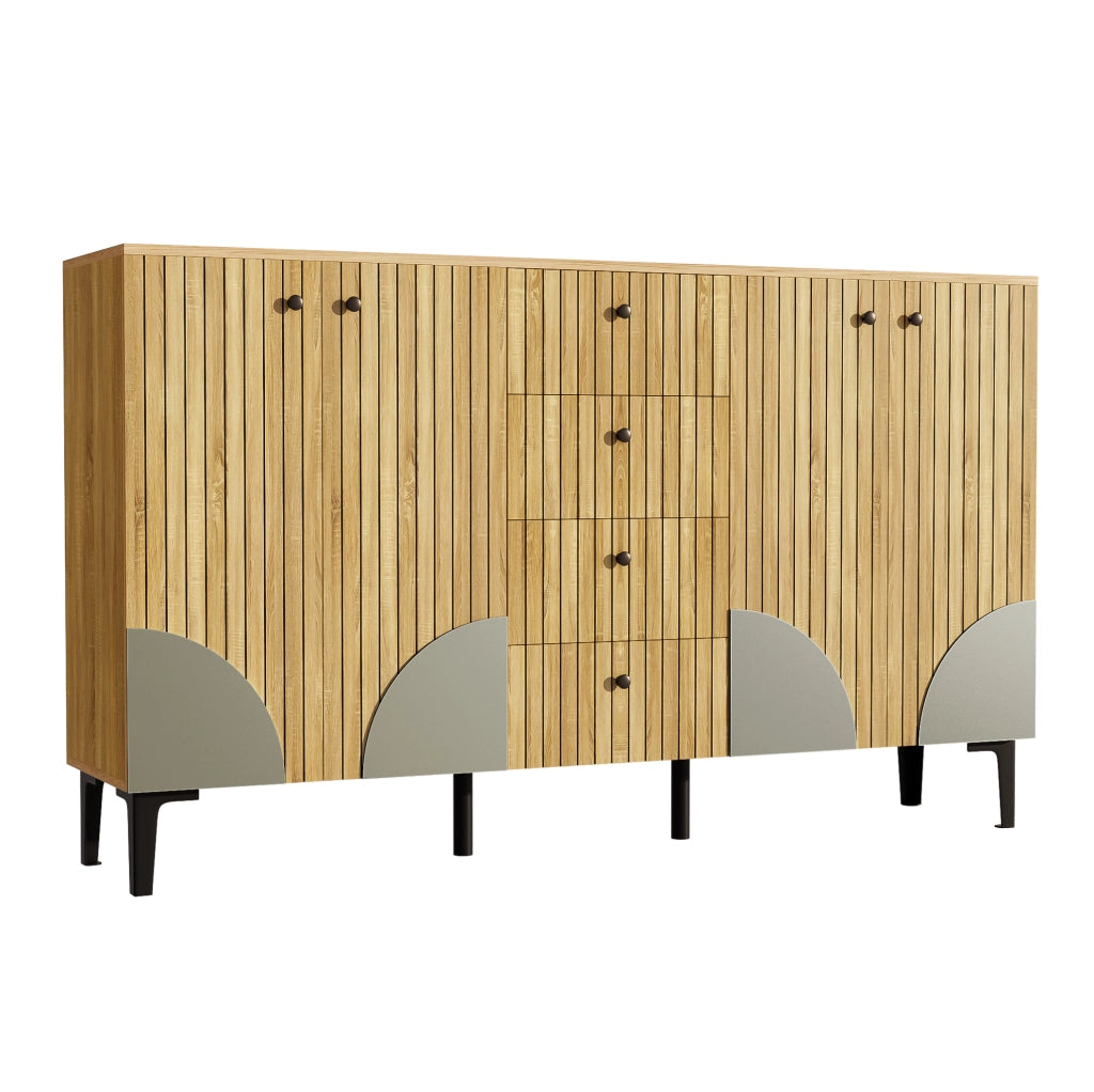 Mobile contenitore in legno 160x36x94 cm con 4 ante e 4 cassetti