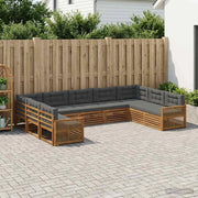 Set di divani da esterno 9 pz Naturale e Antracite 3383840