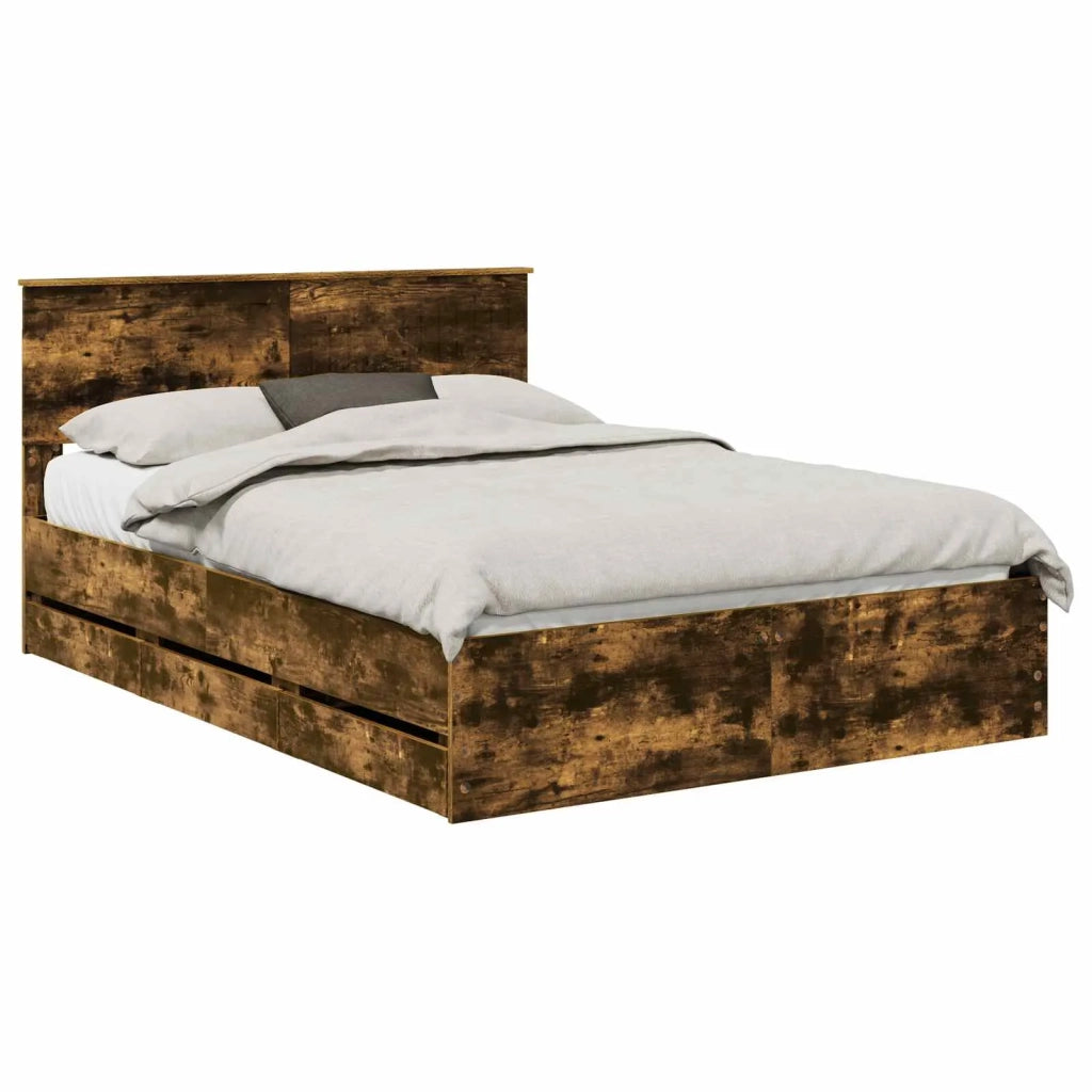 Struttura del letto con cassetto Rovere fumé 140 x 190 cm 3410711