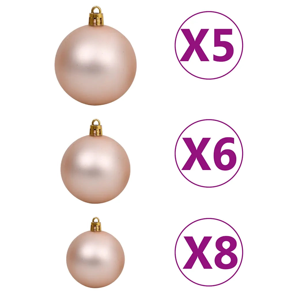 Albero Natale Artificiale 150 LED Palline e Neve Fioccata 120cm 3210091