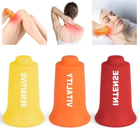 Set di silicone per trattamento di cupping a tre parti per terapia di massaggio - massaggio anti-cellulite - sollievo dal dolore - rilassamento muscolare - massaggio della schiena.