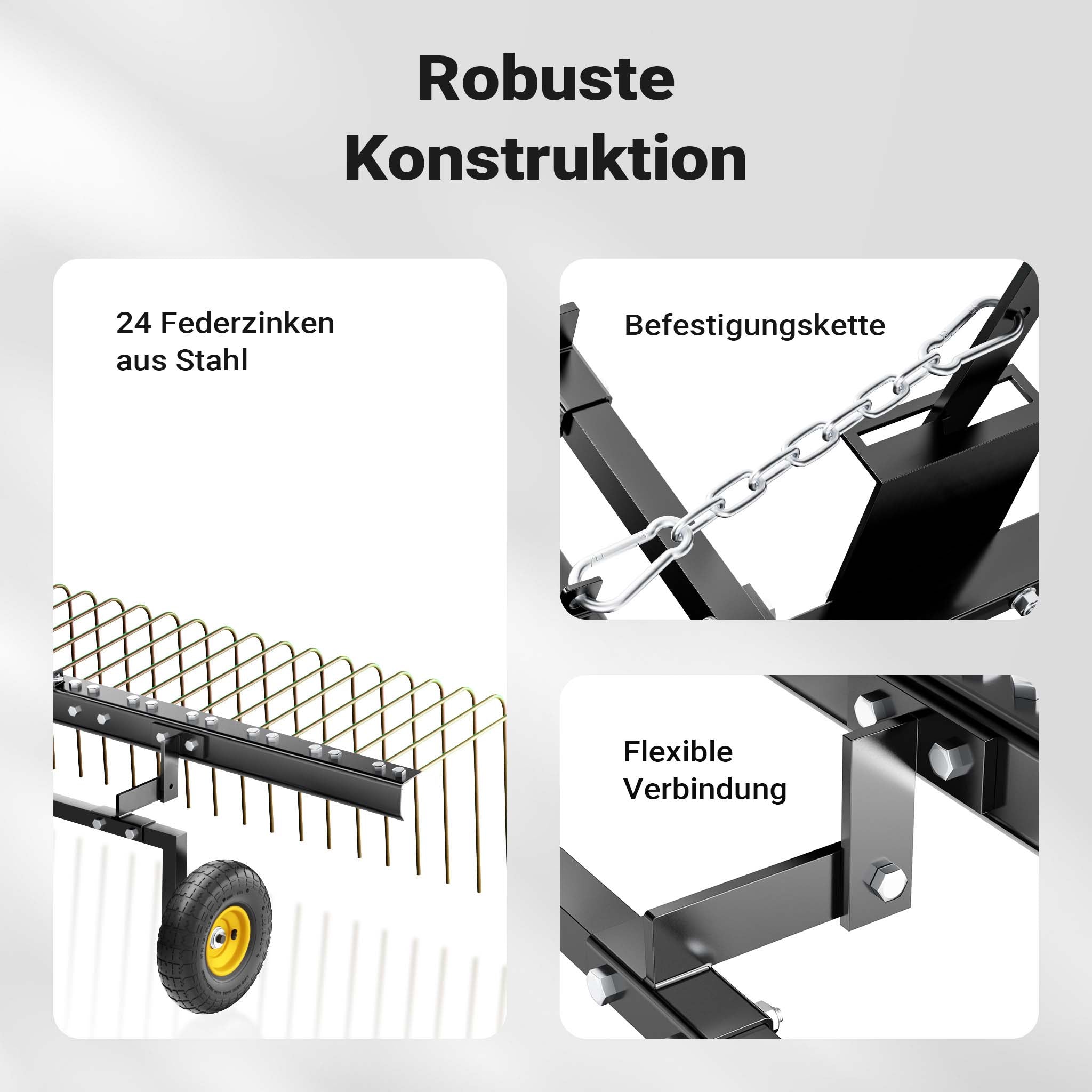 Strigliatore a molle trainato per prato 60" Larghezza di lavoro 148 cm Arieggiatore per trattorini Quad
