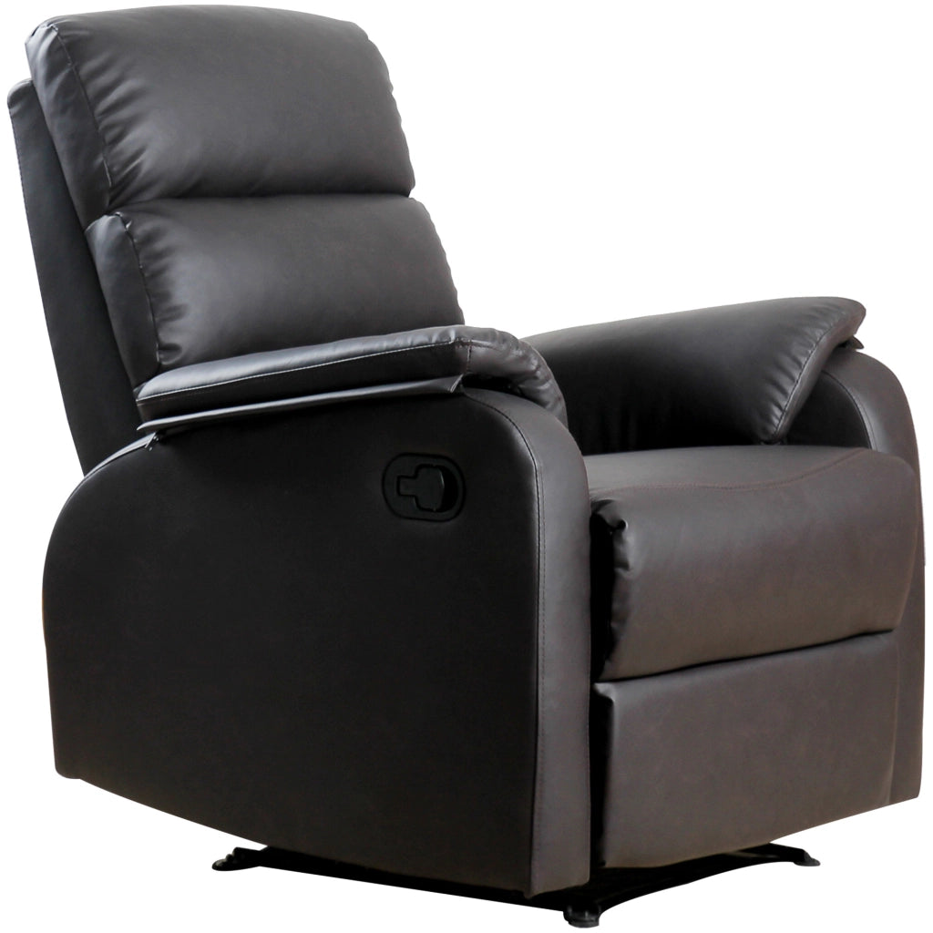 EasyComfort Poltrona Relax per Interni, Reclinabile Manualmente con Cuscino Imbottito, in Pelle PU e Acciaio, 75x92x99 cm, Marrone