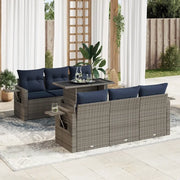 Set Divani da Giardino con Cuscini 7pz Nero Polyrattan Acacia