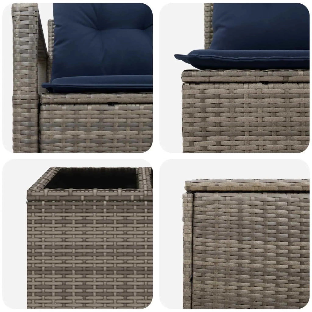 Set di divani 8 pz Grigio e Blu Navy Rattan sintetico e Acciaio 3448169