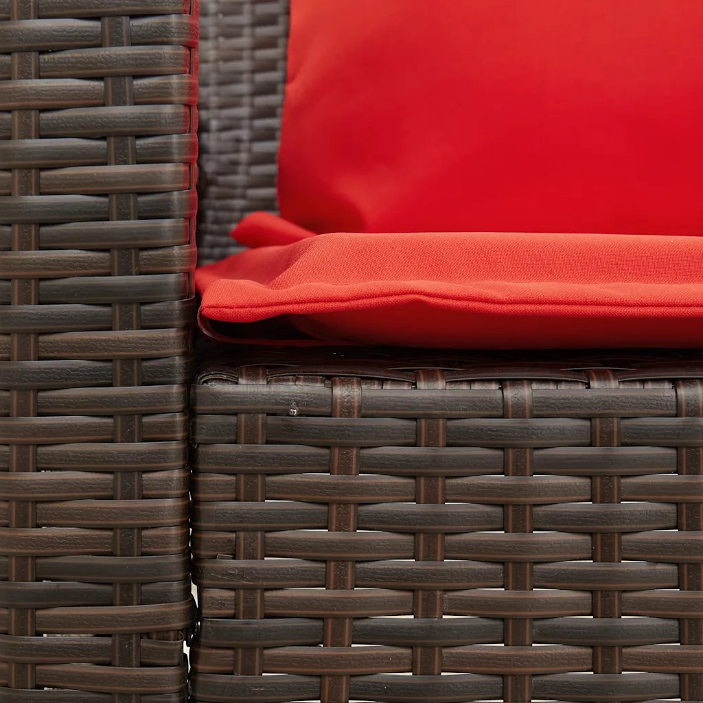 vidaXL Divano da Giardino con Cuscini in Polyrattan Marrone