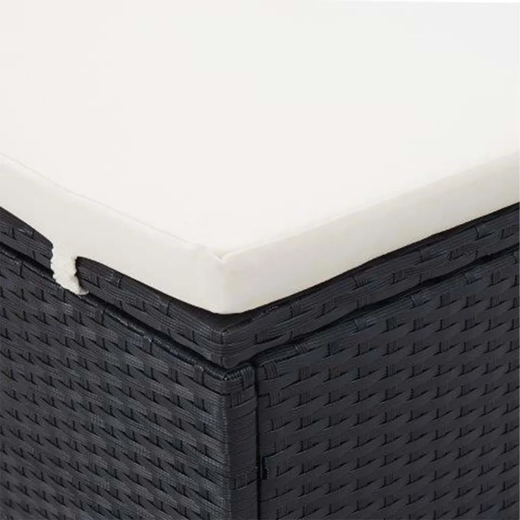 Lettino Prendisole a 2 Posti con Cuscino in Polyrattan Nero cod mxl 71171