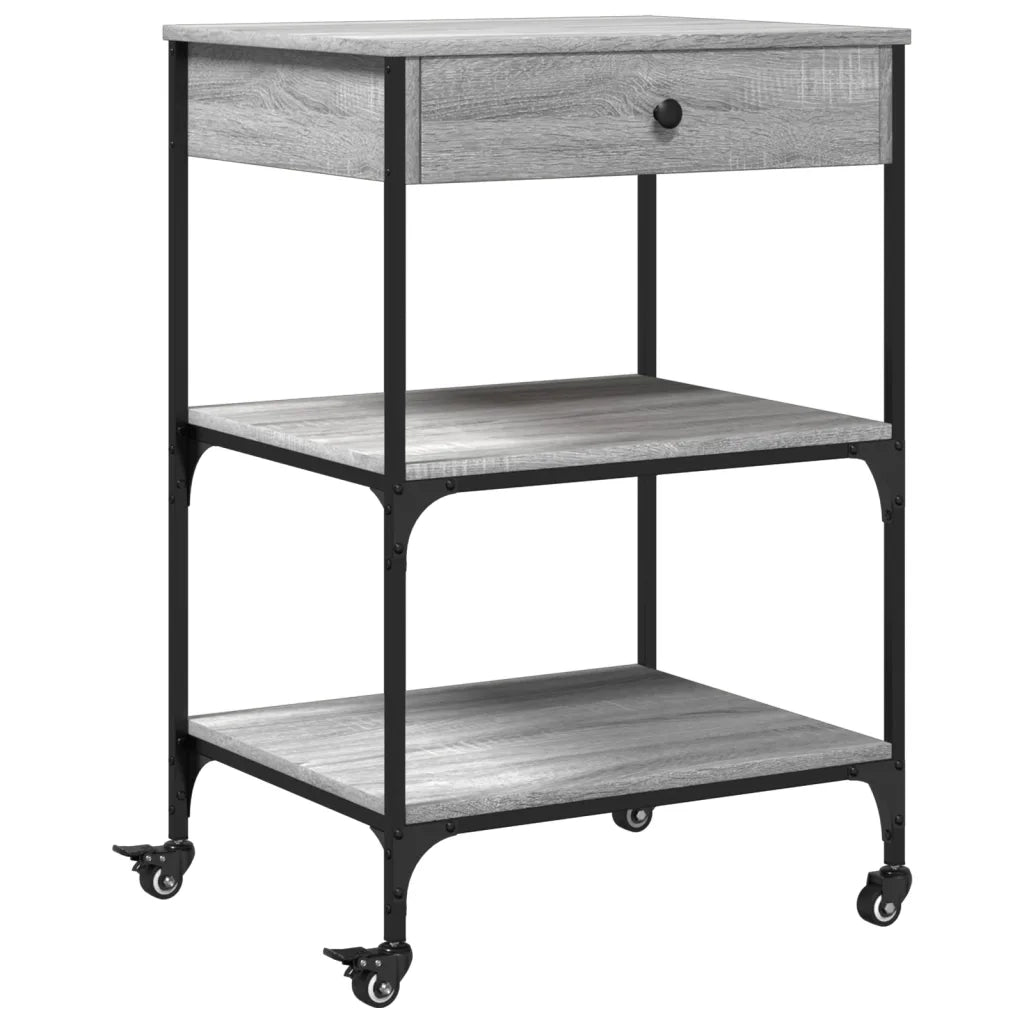 Carrello da Cucina-Scaffale per Cucina Grigio Sonoma 60x48x89,5cm Legno Multistrato