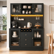 Colonna cucina con LED smart, portabottiglie e vetro, nera