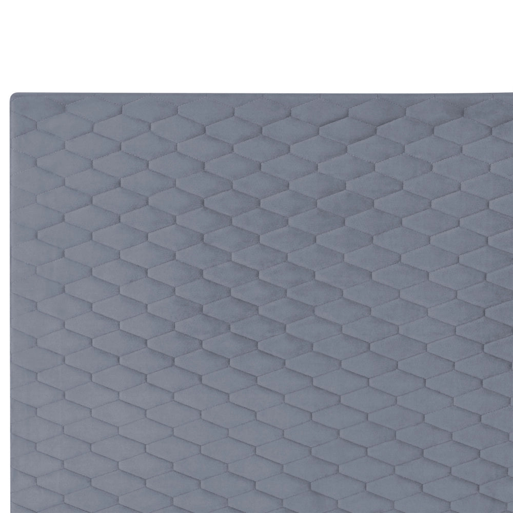 Letto imbottito in velluto grigio 90 x 200 con struttura imbottita a nido d'ape trapuntato stile classico