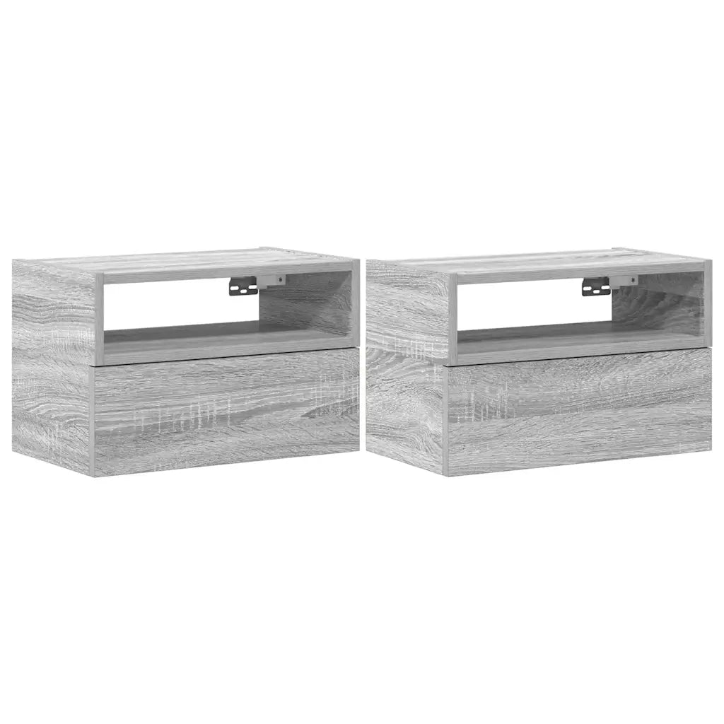 vidaXL Comodini a Muro 2 pz Grigio Sonoma 45x26x28,5 cm