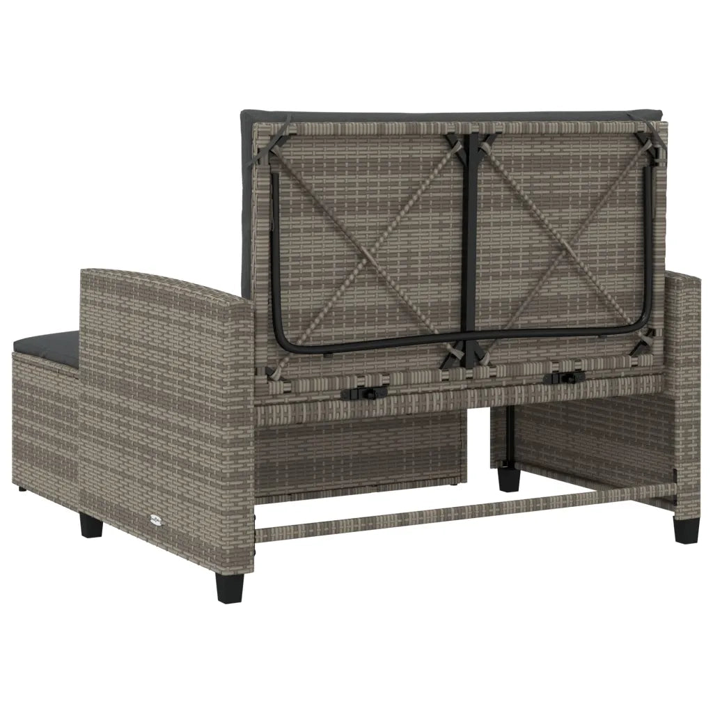 Divano da Giardino con Cuscini 2 Posti Grigio in Polyrattan 365134