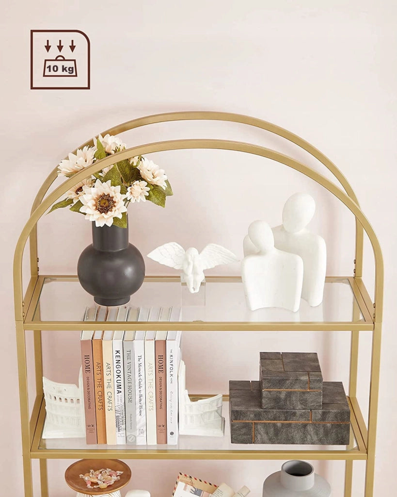 Libreria in vetro VALORA con 5 ripiani, oro - LGT050A01